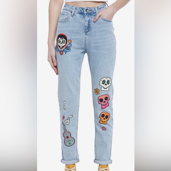 Disney Pixar Denim - Disney Pixar Coco themed mom jeans